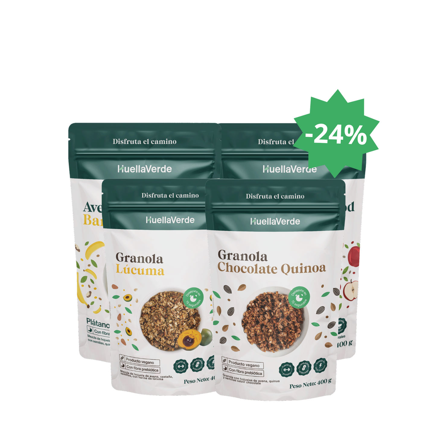 Pack Energía 400: 2 Avenas saborizadas 400 gr + 2 Granolas 400 gr