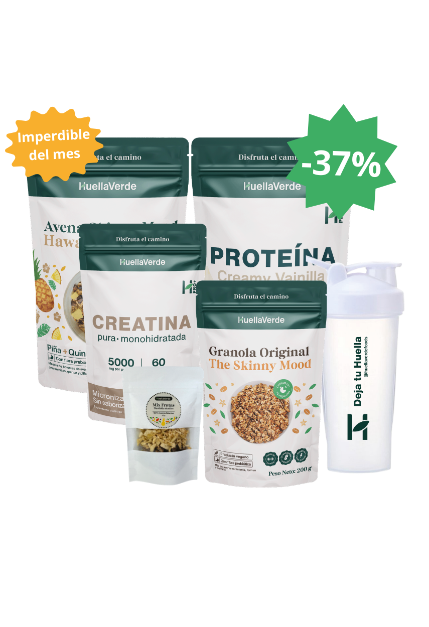 Pack Camino: 1 Avena 600gr + 1 Proteína + Creatina + Granola Skinny 200gr + Shaker + Snack