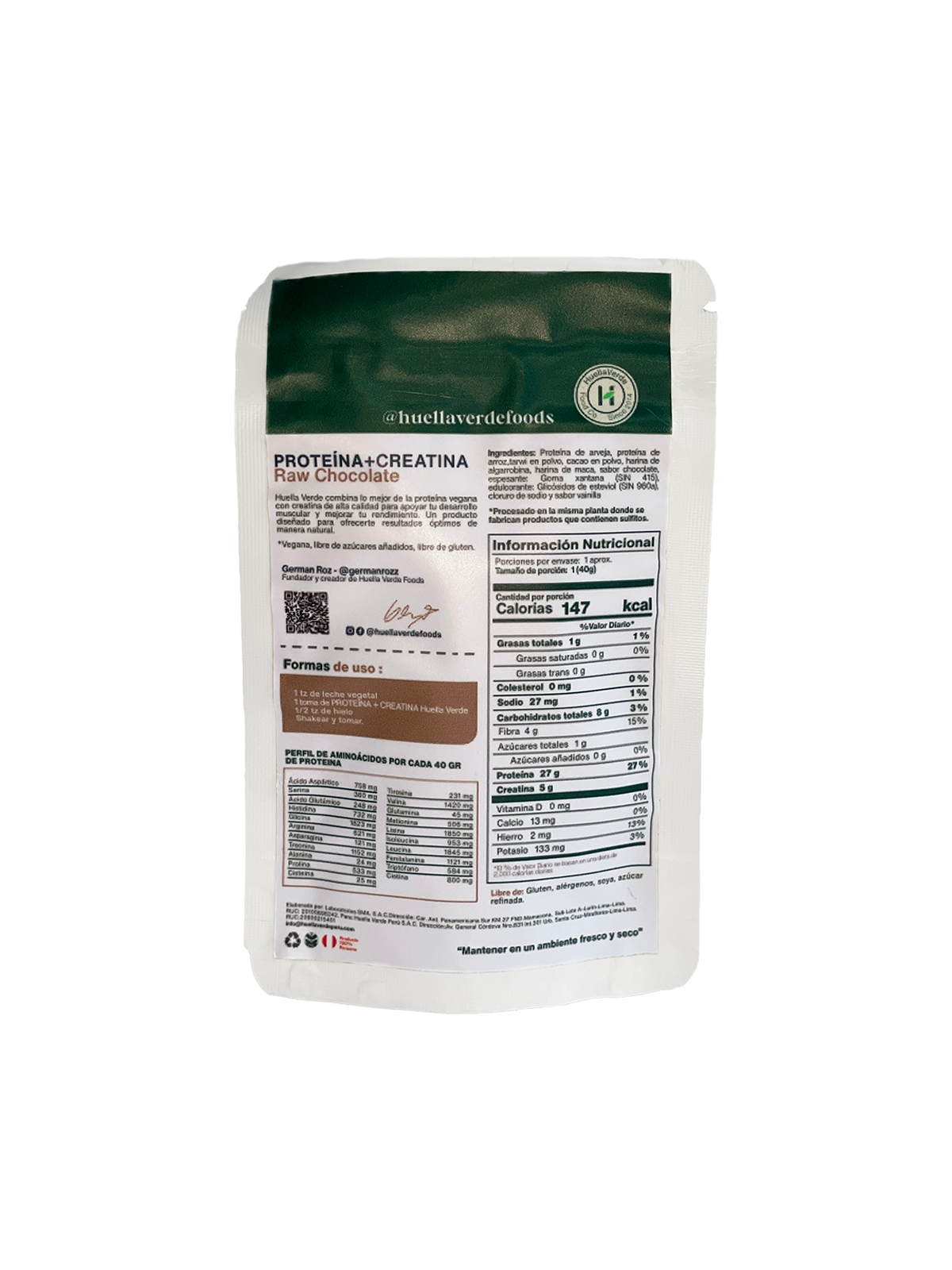Proteína Raw Chocolate + Creatina 45 gr