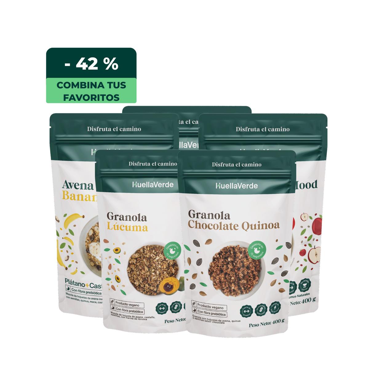 Pack saludable: 3 avenas saborizadas o clásicas x400gr + 3 granolas x 400gr