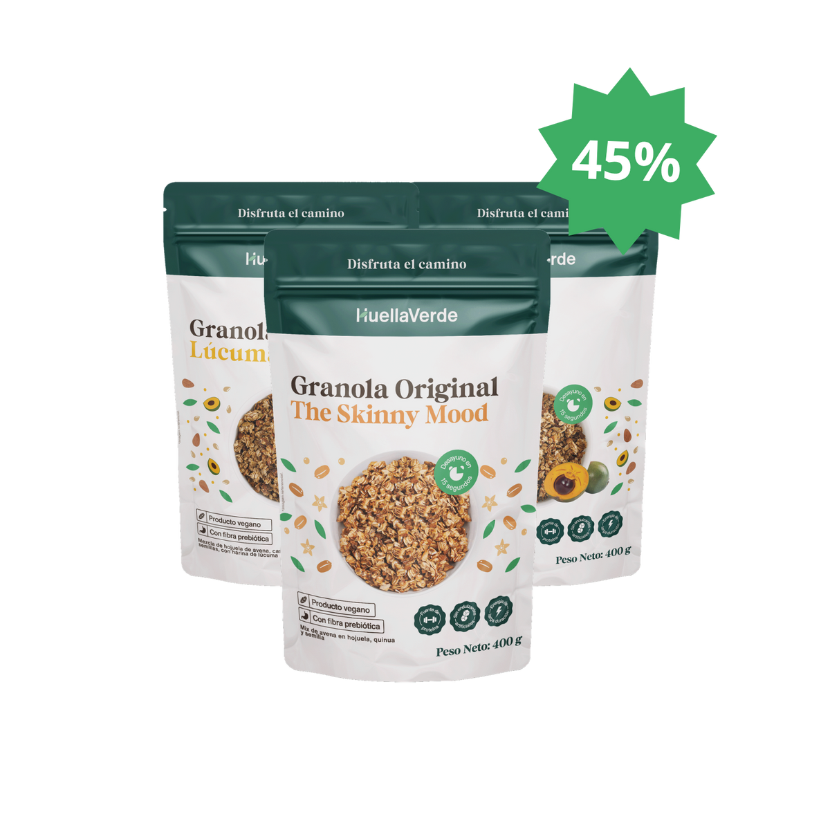Pack 2 Granolas lucuma x200gr + 1 Granola skinny x400gr