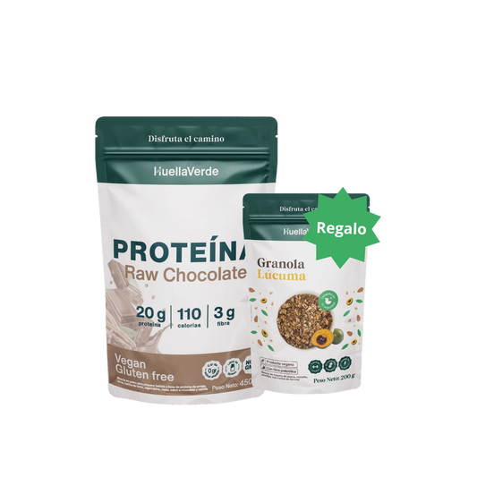 Proteína Vegetal Raw Chocolate 450gr - Granola Lúcuma 200 gr de regalo