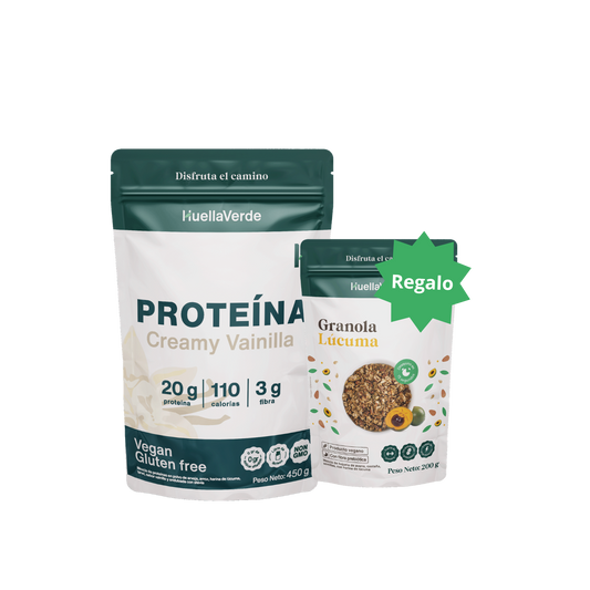 Proteína Vegetal Creamy Vainilla 450gr - Granola de Lúcuma 200 gr de regalo